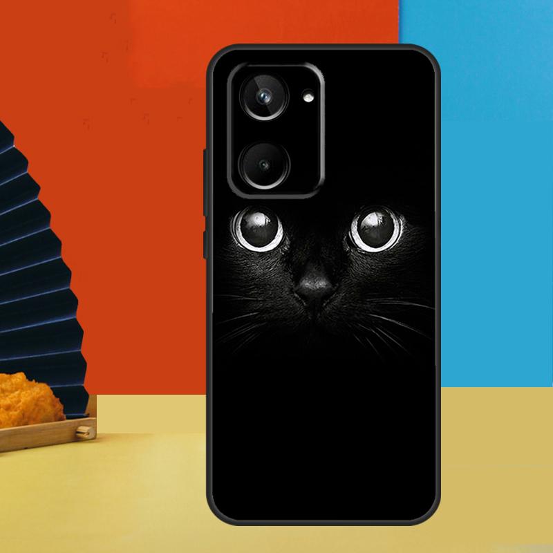 Black Cat Face Kitty For Realme GT7 Pro GT6 10 11 12 13 14 15 Pro Plus C55 C67 C63 C61 C53 C31 C65 C71 C75 Case