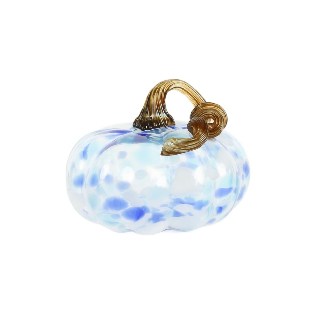 Hand Blown Glass Pumpkin Ornament with Swirled Stem for Table Centerpiece Fall Harvest Party Home Decor Display