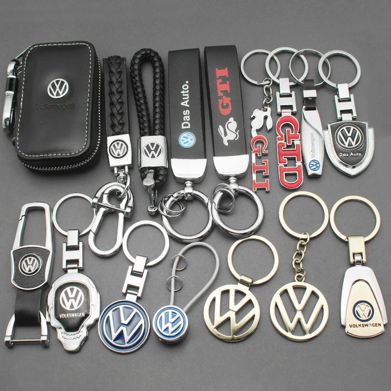 For Volkswagen 3D Metal/Leather Car Keychain Key Chain Ring Key Holder For VW Golf 6 7 8 4 5 MK4 MK5 MK6 MK7 B6 GTI Key Chain Rings Accessories YZ6