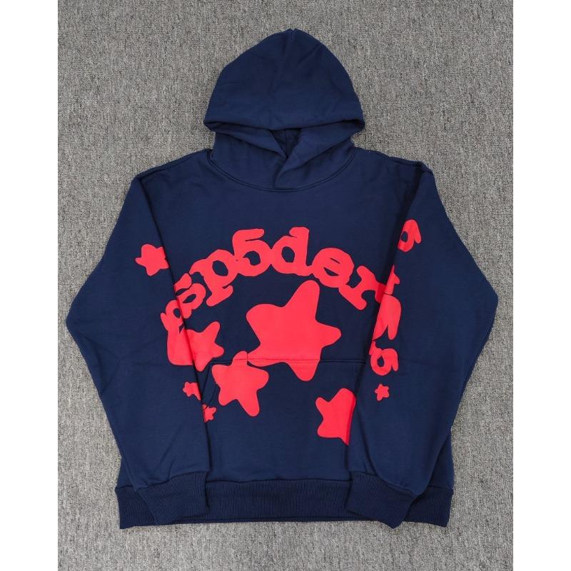 Heavy fleece foam print spider web hoodie sports casual sweater sweatpants set
