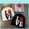 Paw Dog Letter Pattern Neutral Casual Warm Knitted Hat For Fall And Winter
