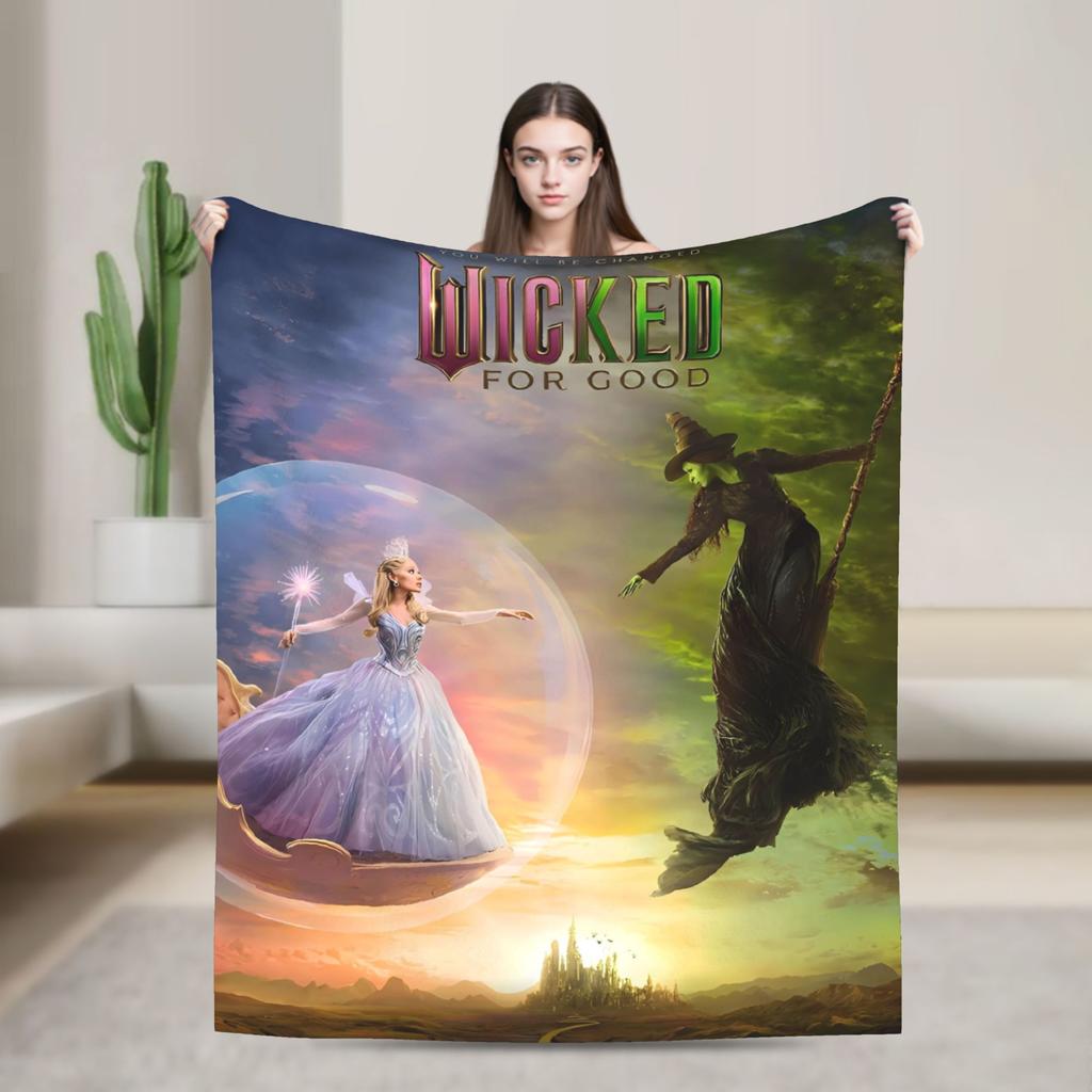2025 New Wicked For Good Elphaba & Glinda Blanket Soft Plush Throw Blanket For Couch Chair Picnic Flannel Bedspread Bed Cover