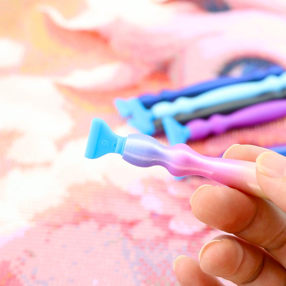 Diamond Painting Pen Kit with 12 Threaded Plastic Tips and Wax Pads Ergonomic Rhinestone Picker Tool for DIY Crafts and Nail Art