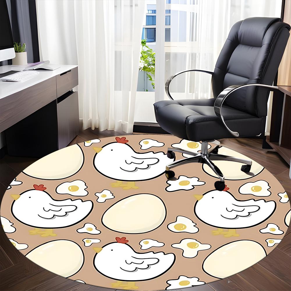 1pc Egg Hen Office Round Rug, Non-slip, Soft and Durable Office Rug for Interior Decoration, Perfect for Office, Beautiful Decoration Yy260323080