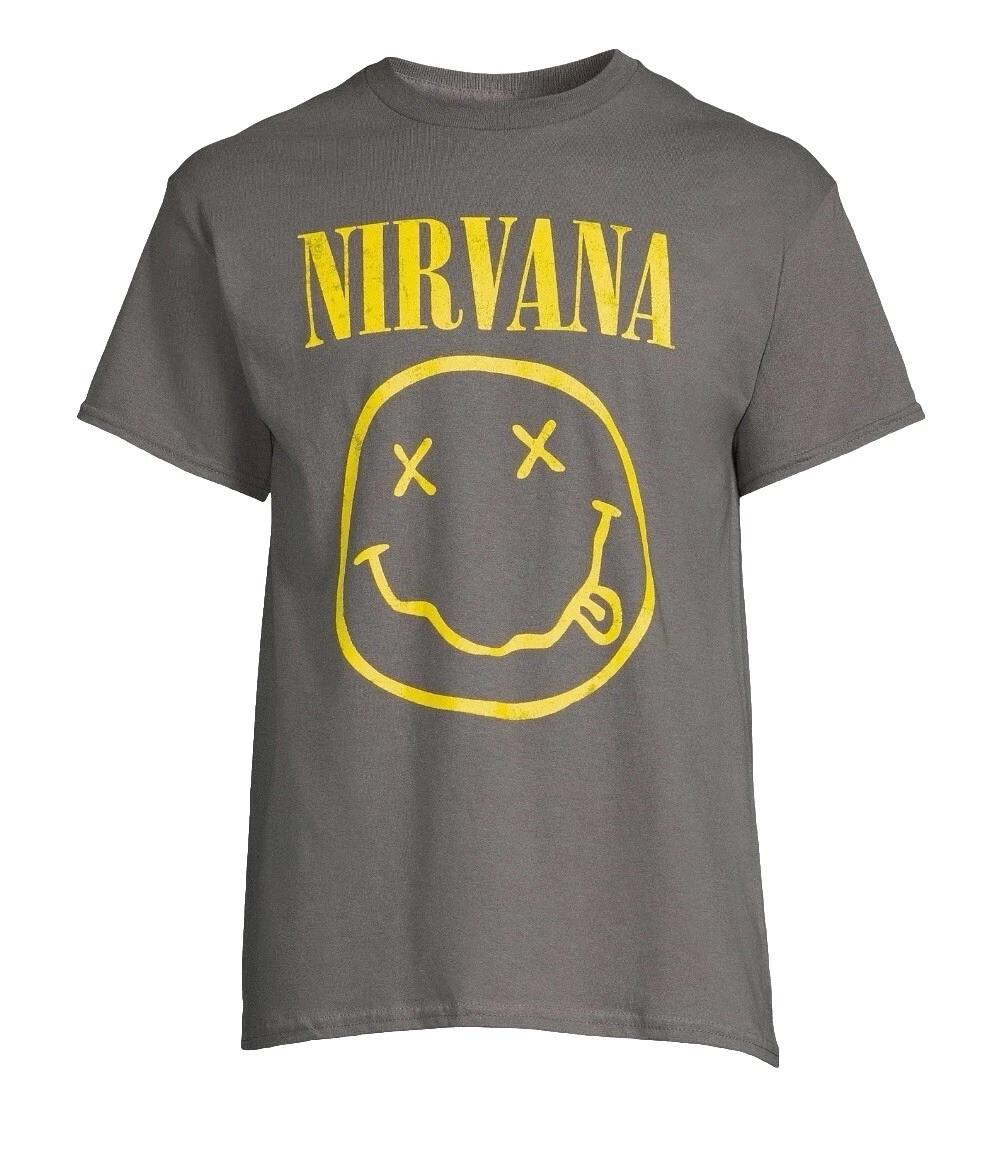 

NWT Nirvana Smile Face Gray T Shirt Adult 3XL 2XL