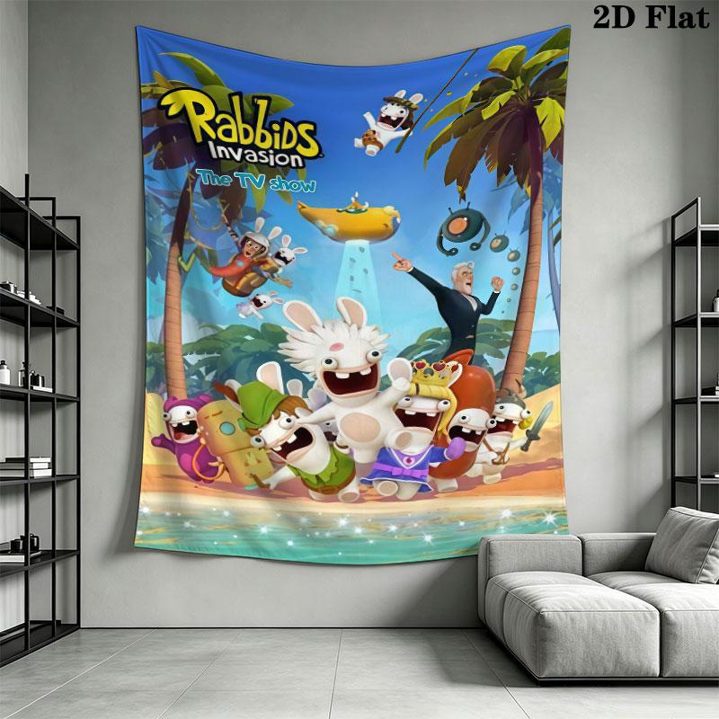 Rabbids Invasion Glow Wall Hanging Printed Fabric Blanket Decorative Tapestries for Bedroom Living Room Home Decor