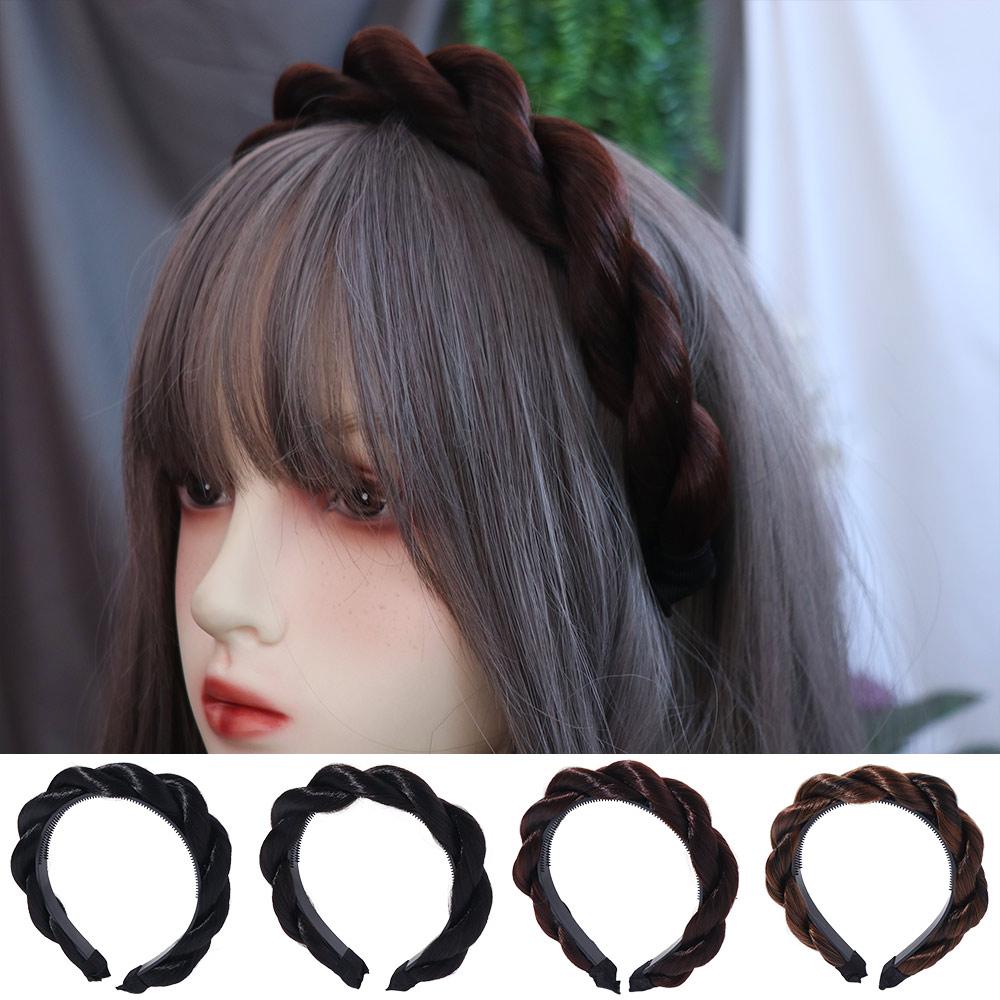 Bohemian Twist Braided Hair Bands Headwear Synthetic Headband Wigs French Princess Headband  Summer