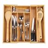 Bamboo Drawer Organizer Expandable 5-7 Compartments Adjustable Width Easy To Clean Cutlery Tray for Kitchen Utensils Jewelry Tools