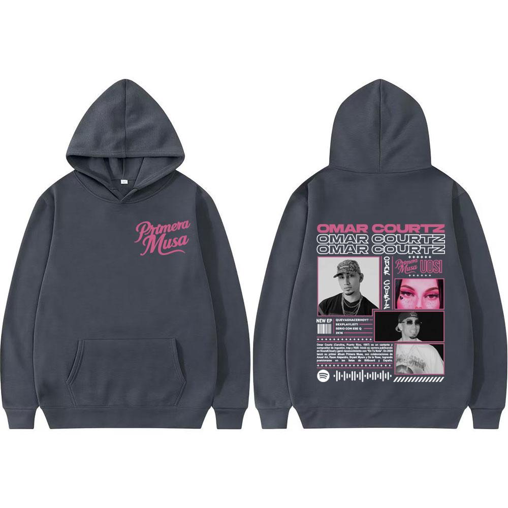 Omar Courtz Primera Musa Album Tour Double Sided Printed Hoodies Men Women Hip Hop Vintage Hoodie Casual Long Sleeve Sweatshirts
