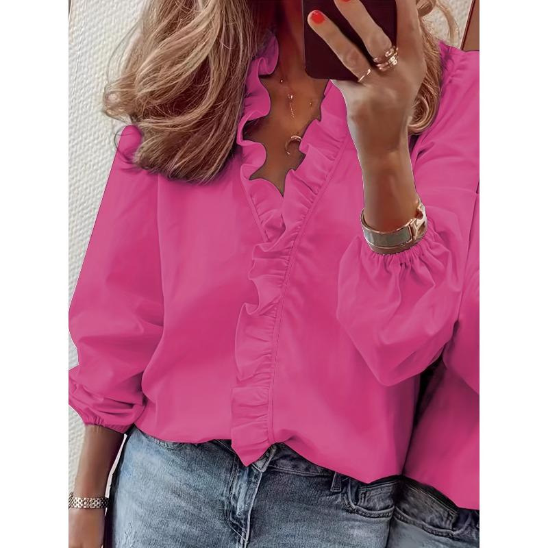 Women's clothing Spring, summer, autumn and winter ruffle shirt Women's shirt Loose foreign style Commuter