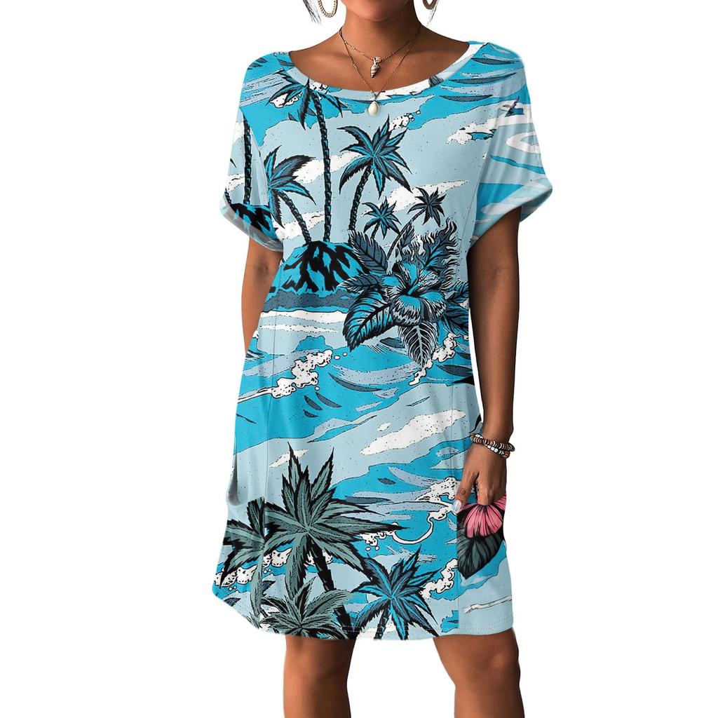 Women's Dresses T-Shirt Dresses With Pockets Solid Color Casual Beach Dresses