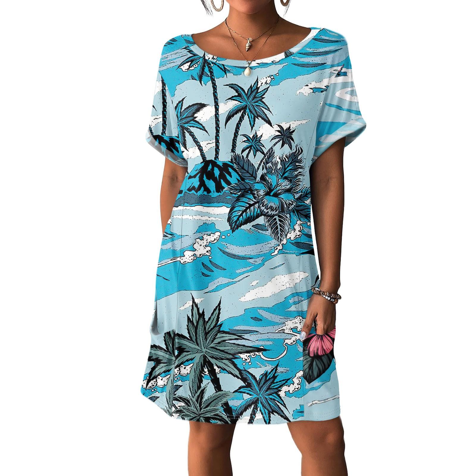 

Женские платья Футболки Платья с карманами Однотонные повседневные пляжные платья XXL