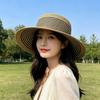 French Retro Flat-top Straw Hat Women's Summer Seaside Vacation Beach Visor Hat Straw Woven Sun Protection Hat Fashionable and Versatile
