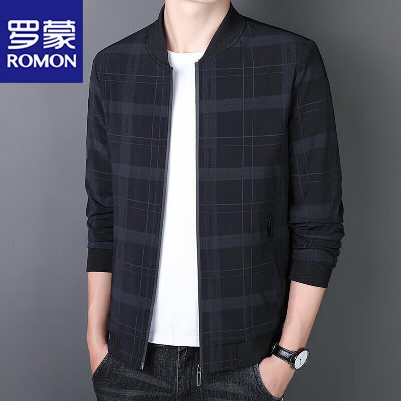 ROMON Men's Casual Plaid Jacket