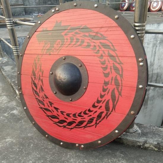Medieval Larp Warrior Wood Steel Viking Round Shield  Armor Round Shield