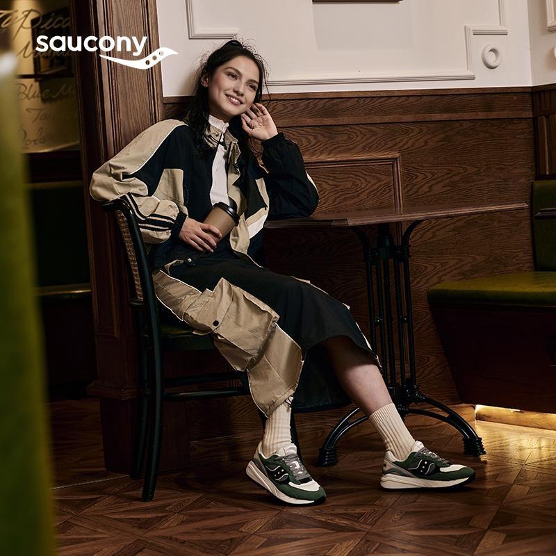 SAUCONY Shadow 6000 Retro Comfortable EVA Rubber Non-Slip Increased Height Low-Top Running Shoes Unisex Sneaker Green Rice Black S79050-4