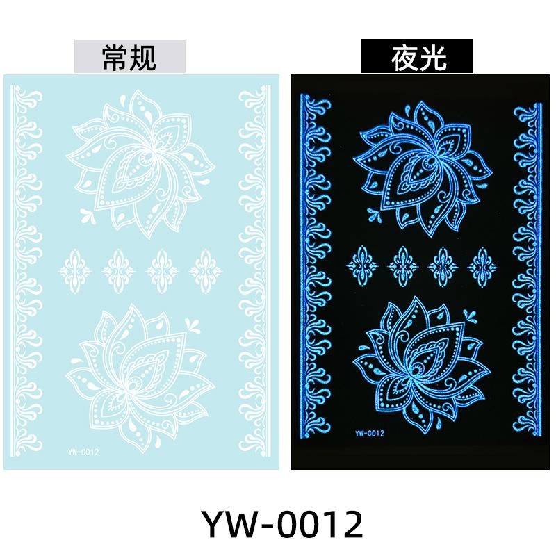 Glow In The Dark Indian Lace Tattoo Stickers - Henna Style Hand Body Art