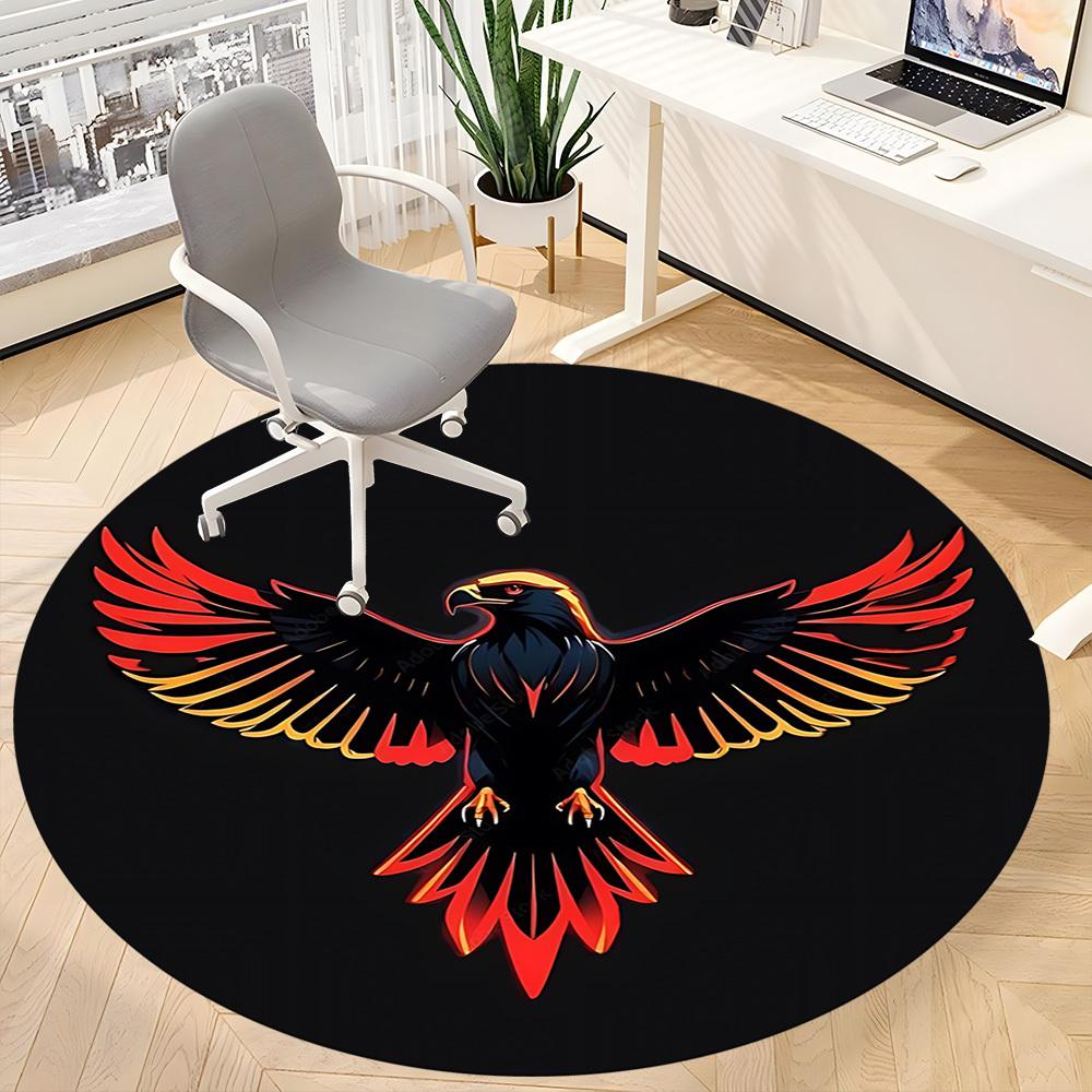 1pc Phoenix Rising Chair Carpet for Office, Round Non Slip Durable Large Size Office Carpet, Suitable for Office
