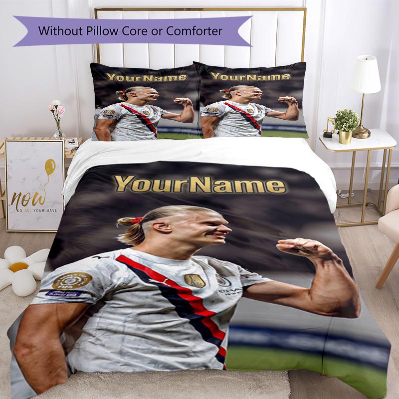 Haaland 199 Customize Your Name Bedding Set Breathable Duvet Cover with Pillowcases Home Decoration Birthday Gift