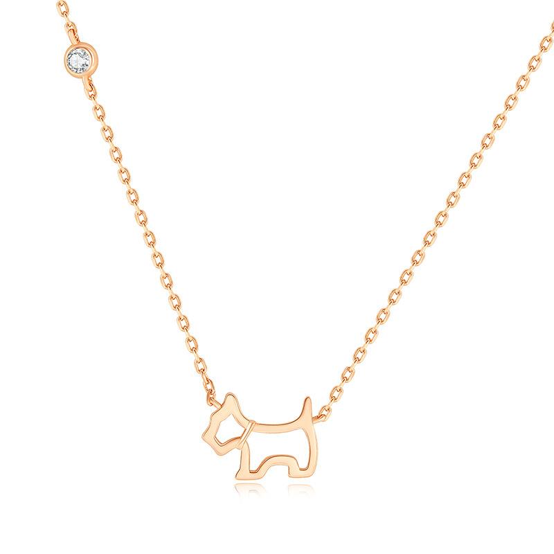 

European and American simple Zhenwo hollow puppy S925 sterling silver necklace women s high-end collarbone chain French light luxury jewelry 925 silver