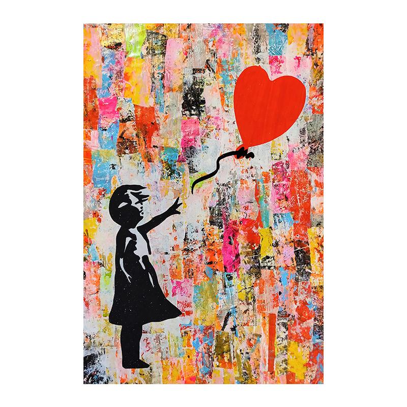 Banksy Girl with Balloon Graffiti Contemporary Print Poster Wall Canvas Art Sample Painting for Living Room Home Decor Cuadros