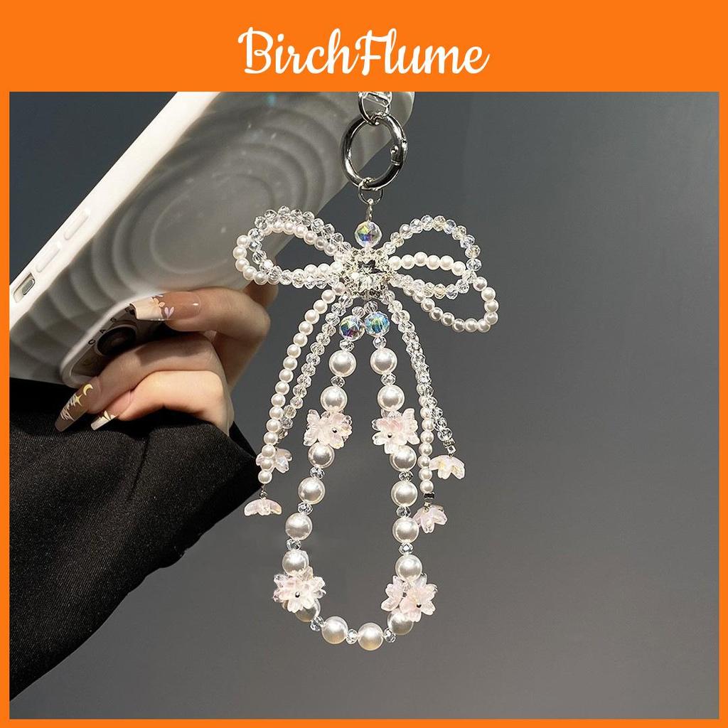 Elegant Pvc Butterfly Bow Pearl Phone Lanyard For Women And Men