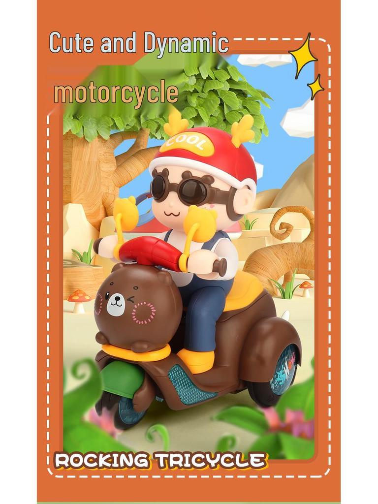 Cute Bear Stunt Tricycle: 360° Rotating Electric Toy with Lights & Music for Children Ages 1-3