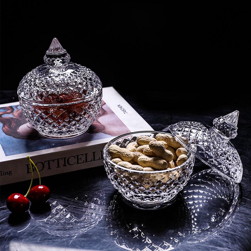 European Crystal Candy & Jewelry Glass Storage Box with Lid