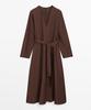 Masimodutti Belt Detail Linen Fluid Knee-Length Dress