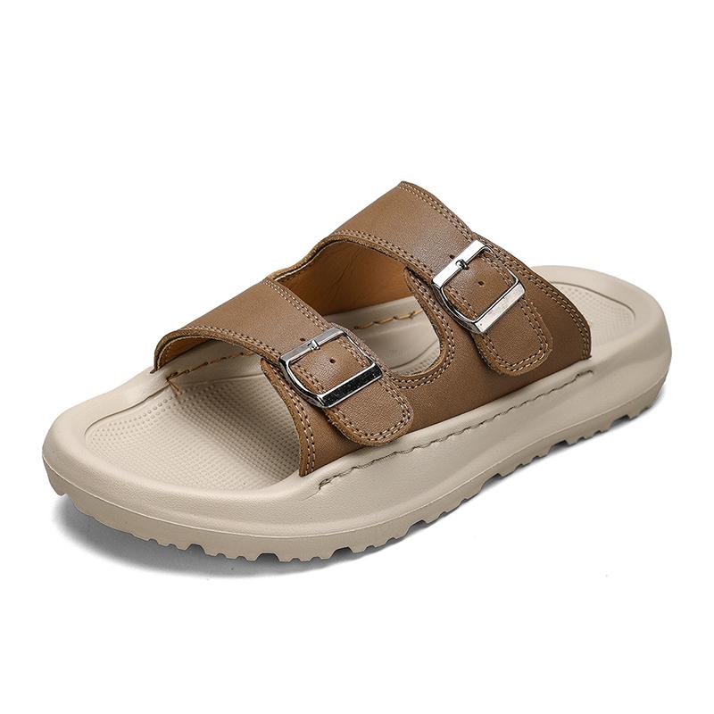 

Сандалии в уличном стиле для мужчин, быстросохнущие мужские тапочки для отдыха, прогулок, пляжа, полутапочки, простые удобные шлепанцы, повседневная обувь Lazy Half 45 коричневый