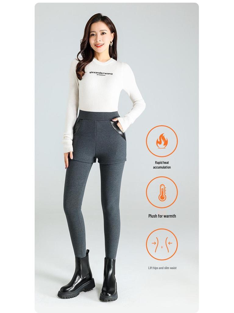 Tjocka Leggings med Fleecefoder för Kvinnor: Hög midja, Lammull, Perfekt för höst och vinter