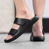 Fashion Fashionable Outdoor Men's Anti Slip Beach Sandals for Summer New Comfortable Men Top Layer Cowhide Explosive Latex Pad Slippers