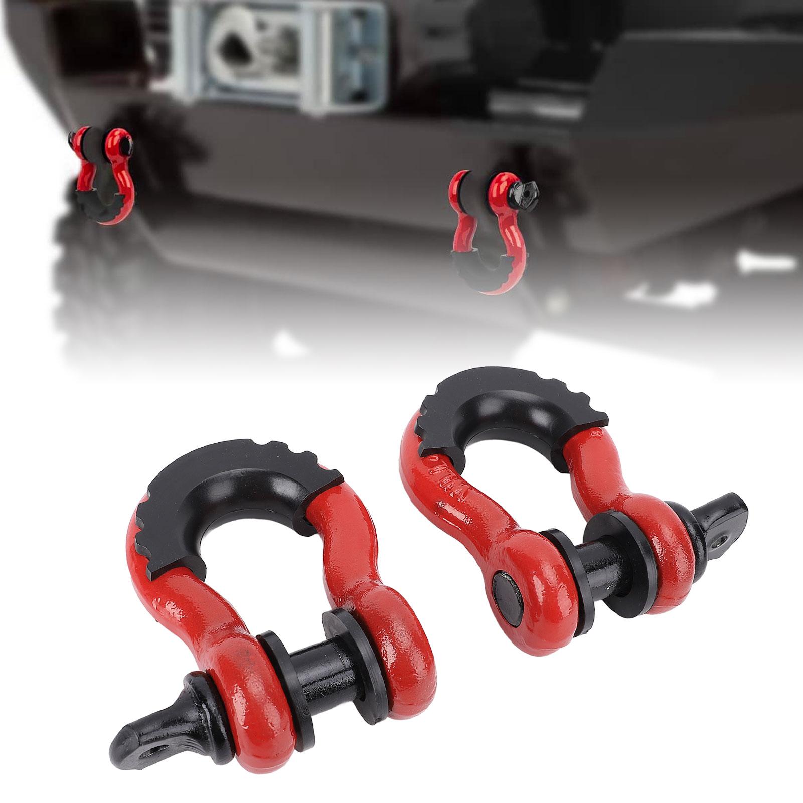 2 Pcs D Ring Shackle 3/4 Inch 8800 LBS Load Capacity Heavy Duty Carbon Steel Tow Shackle with Isolator and Washer carbon steel
