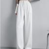 Fashion New Solid Straight Casual Wide Leg Pants Women Elegant Slim Fit High Waist Suit Pants Women Pockets Simple Office Ladies Trousers 25896