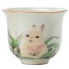 Cute Rabbit Ruyao Teacup Handmade Ceramic Flower Petal Design Gongfu Tea Cup Tea Lover Gift
