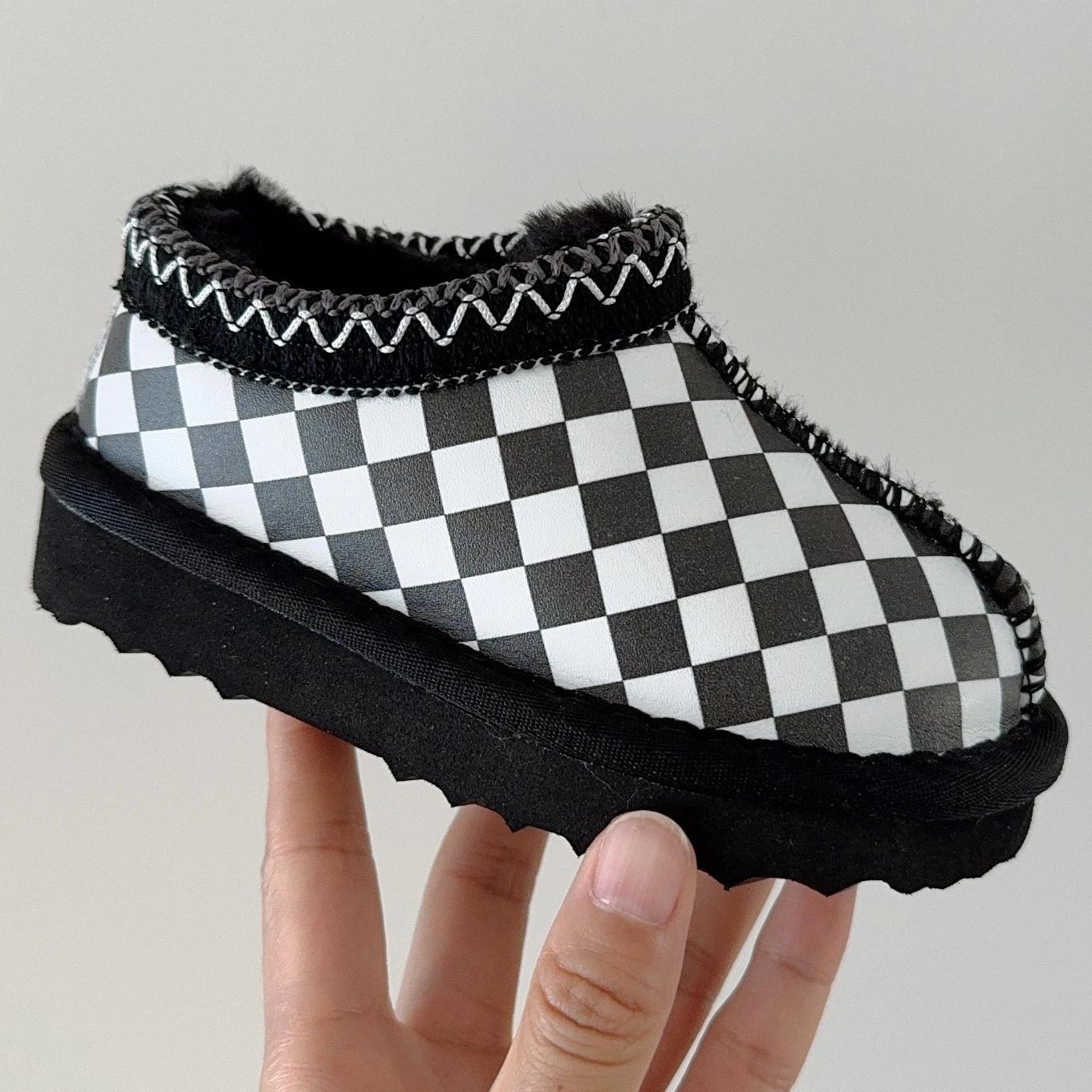 Klassieke Winter Kinderen Peuters Sneeuwschoenen Nieuw Ontwerp Meisjes Jongens Echt Koeienleer Buiten Bont Schoenen Baby Ultra Mini Warme Pantoffels 35