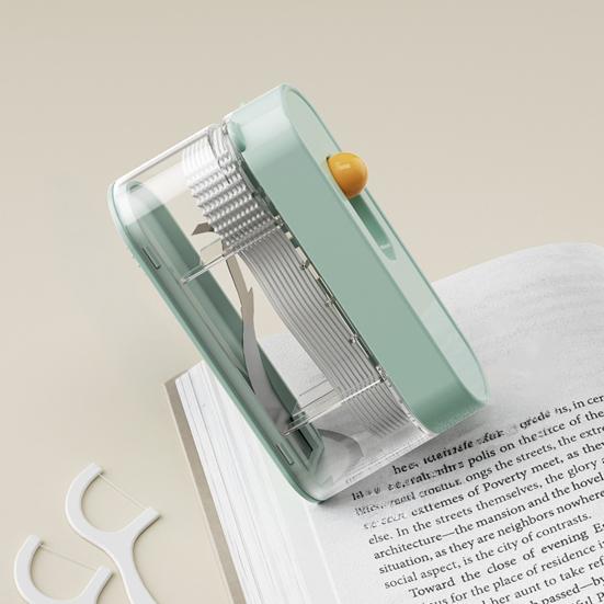 Portable Floss Pick Dispenser with 10 Floss Automatic Pop-Up Dental Flosser Case Reusable Refillable Travel Floss Stick Holder Container Box