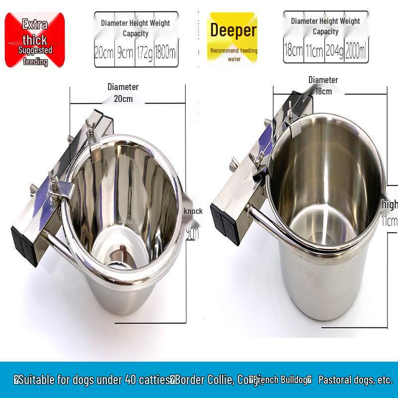 Gamelle suspendue anti-basculement en acier inoxydable pour grands chiens