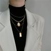 Fashion Multi-Layered Chain Necklace for Women Vintage Gold Color Stainless Steel Rectangle Pendant Necklace Party Jewelry