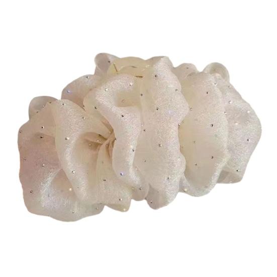 Pinza per Capelli da Donna Decorazione in Tessuto Multistrato Colore Solido Artiglio Forte Antiscivolo Decorazione Capelli Organizzazione Strumento per Acconciatura da Donna