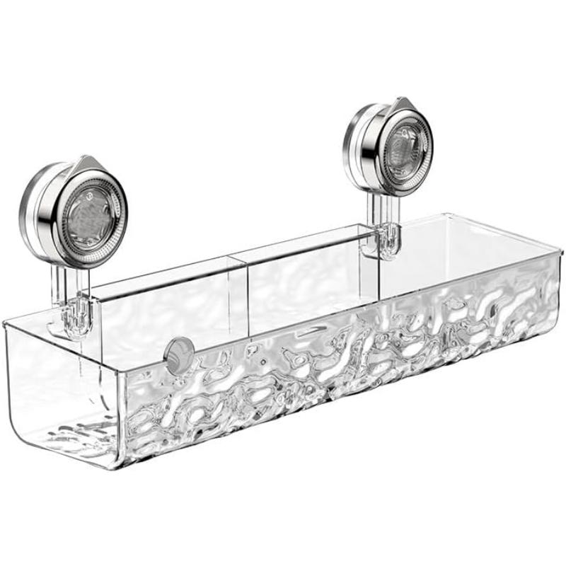 No-Drill Clear Wall Caddy, Light Luxury Style Glacier Pattern Suction Cup Shelf, Drill-Free, Removable, Multifunctional Triangle