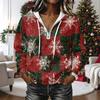 Women's Long Sleeve Christmas Print Pullover Hoodie with