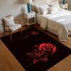 Gothic Dark Flower Area Rug Red Rose Silhouette Doormat Non Slip Washable for Entryway Apartment Porch Dark Academia Decor Black