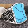 Men's Ring, Silver Plated Turquoise Men's Ring Ring