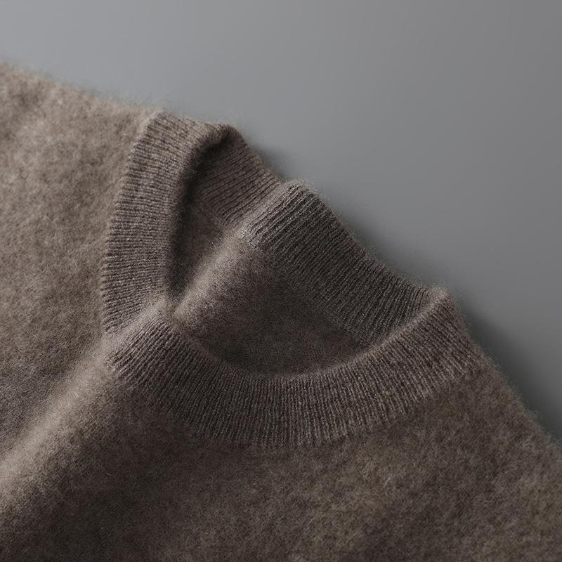 Herrtröja i enfärgad ullstickad casual