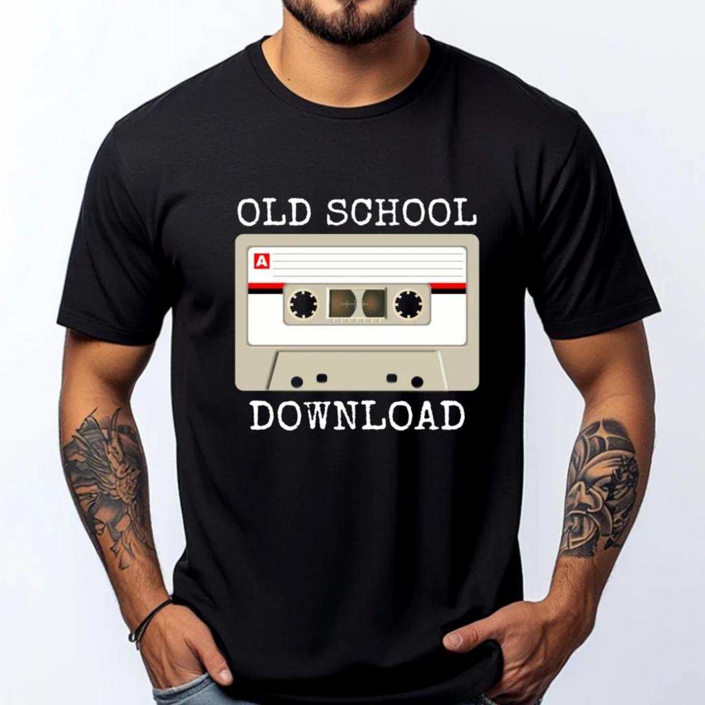Original Old School Music Download Tape Cassette Graphic Shirts Classic Band Tshirts Alphabet Mens Clothing