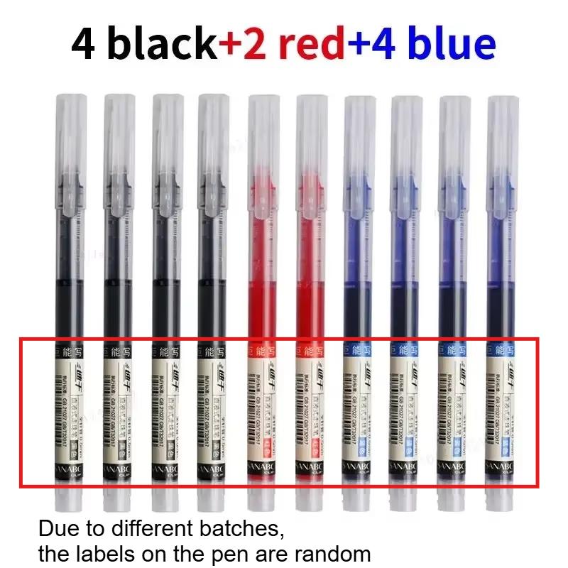 10pcs/set Direct Fill Gel Pens 0.5mm Fine Point Quick Dry Straight Liquid Rollerball Pens for Office School and Everyday Writing