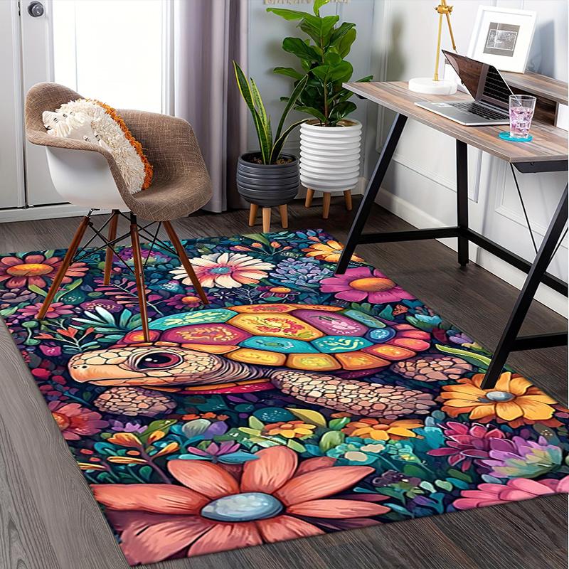 Colorful Turtle Chair Mat Office Carpet for Home Decor, Sofa Rug, Gift for All Rooms
