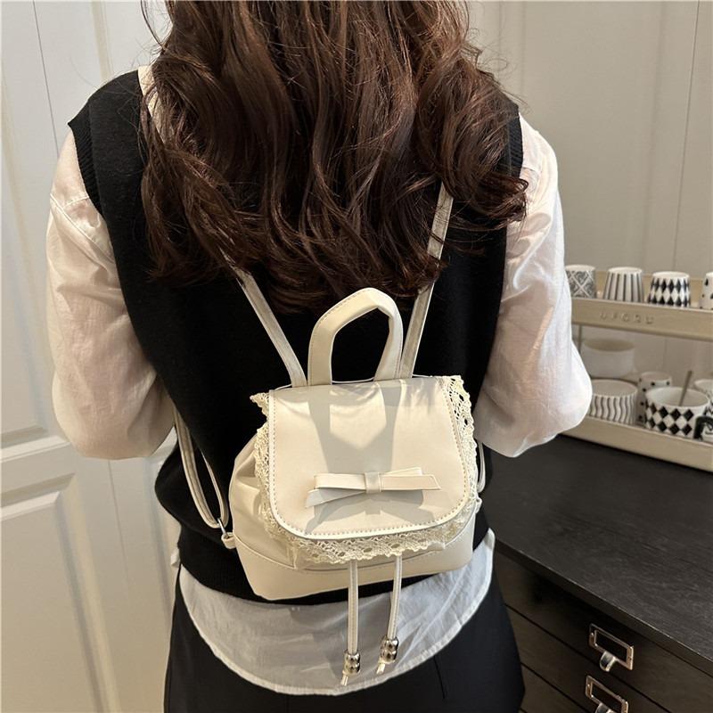New summer retro beautiful lace edge solid color fashion backpack niche high-end backpack women