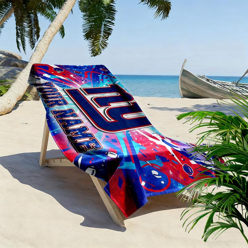 New York Giants Print Beach Towel, Large Soft Quick Dry Towel for Beach Camping Swimming